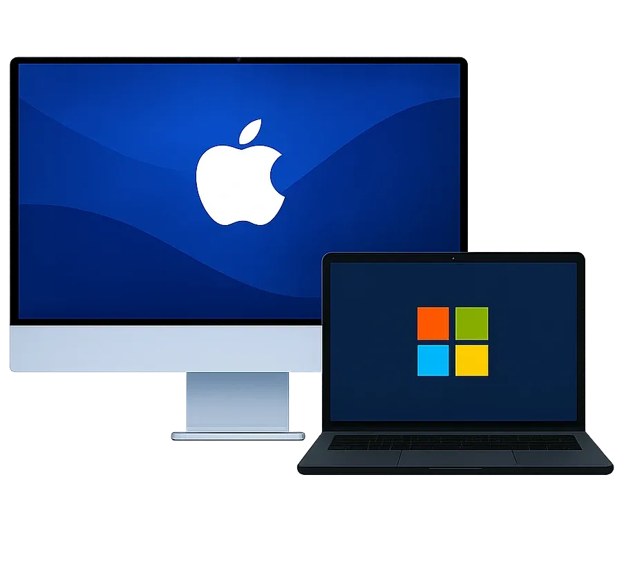 A Mac and a Windows laptop side by side